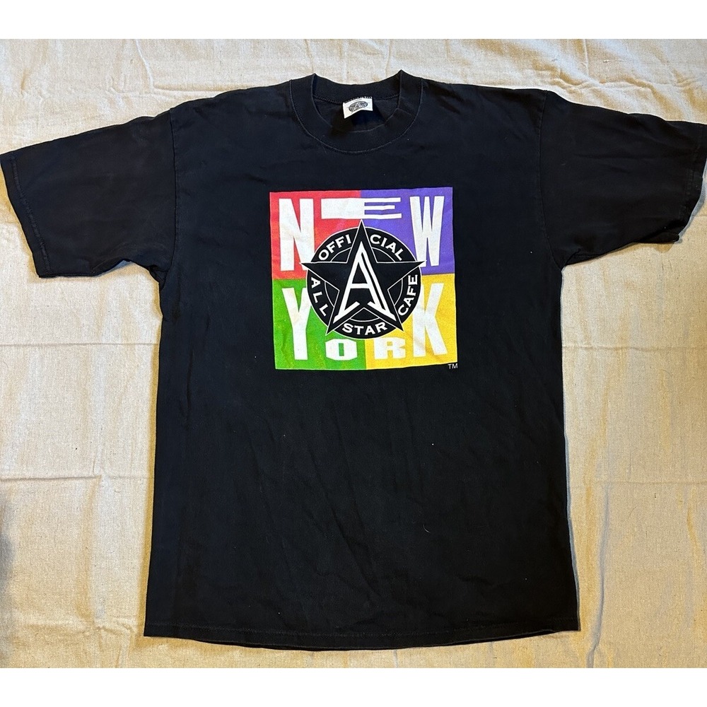 Vintage Official All Star Cafe New York T Shirt Black Large Made In USA